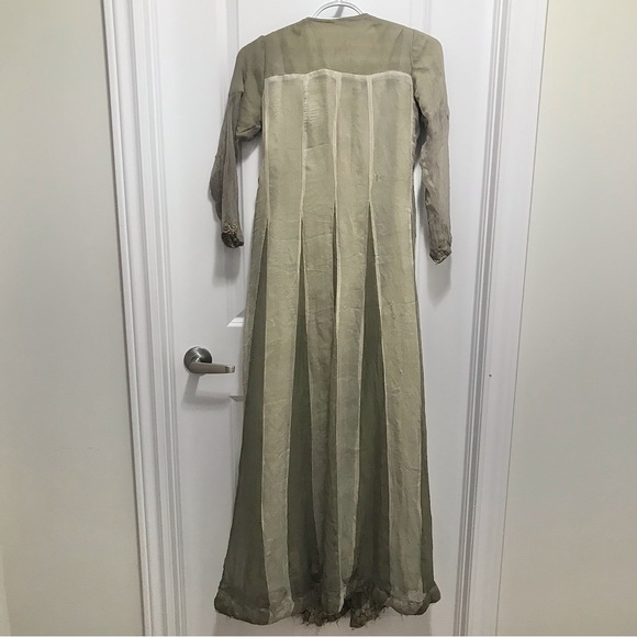 Formal Pakistani 3 Piece Maxi Dress/Churidar Pajama/Dupatta Green/Silver/Gold - Picture 9 of 16